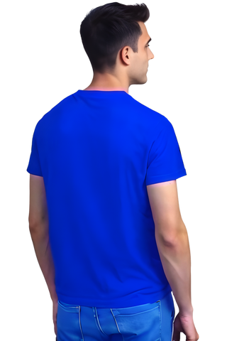 Super Strikers Crew Neck Half Sleeve Graphic Cotton T-Shirt(Blue)