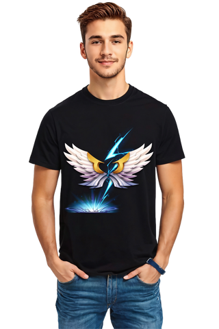 Lightning Wings Burst Crew Neck Half Sleeve Graphic cotton T-Shirt