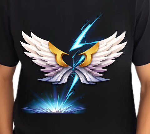 Lightning Wings Burst Crew Neck Half Sleeve Graphic cotton T-Shirt