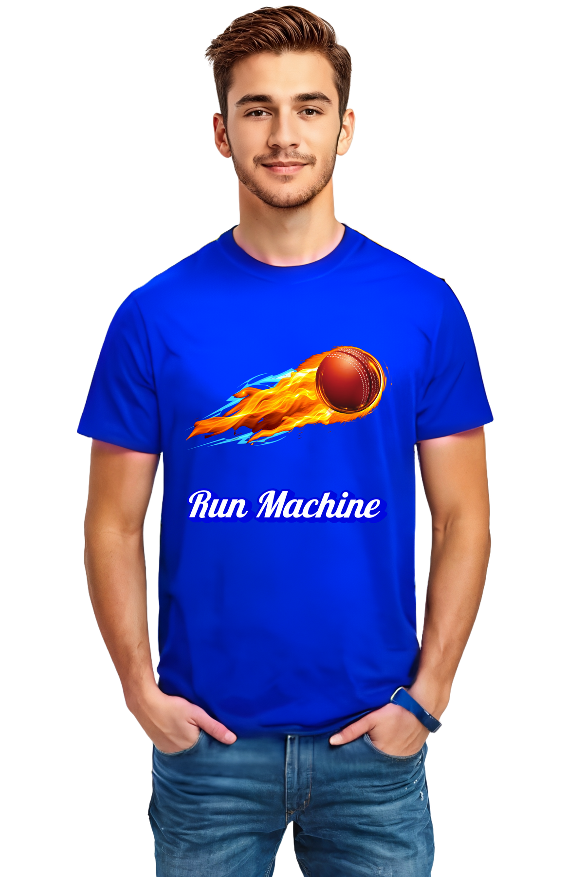 Run Machine Crew Neck Half Sleeve Graphic Cotton T-Shirt