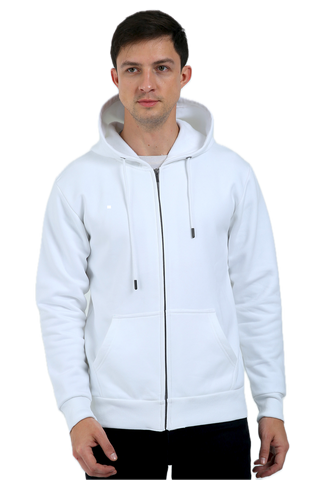 Premium Zipped Hoodie (White)