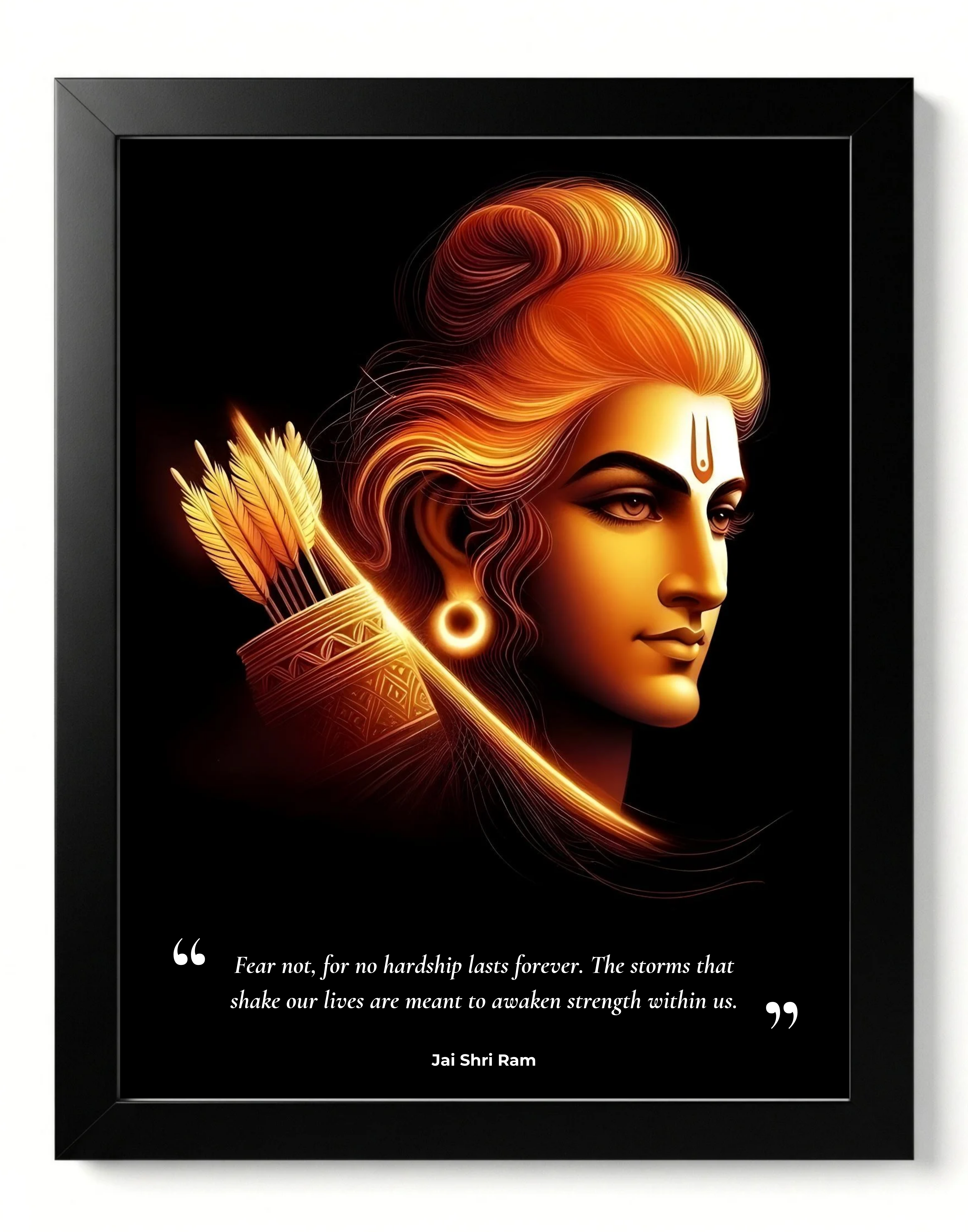 Shri Ram – 12 x 15 Inch Framed Fine Art Print | 4K UHD Print on 300 GSM Artboard | Matte Lamination Finish | Premium Wall Art