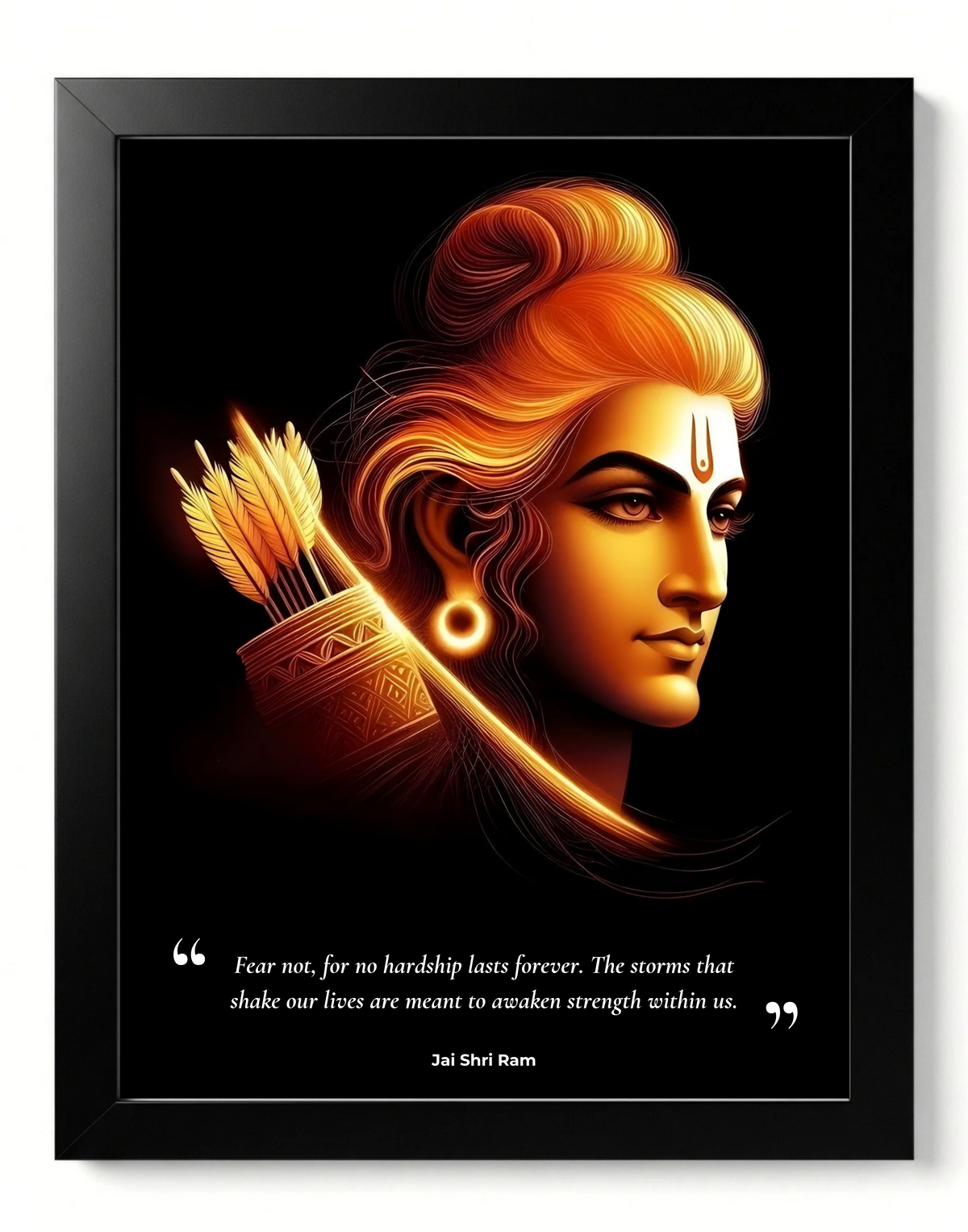 Shri Ram – 12 x 15 Inch Framed Fine Art Print | 4K UHD Print on 300 GSM Artboard | Matte Lamination Finish | Premium Wall Art