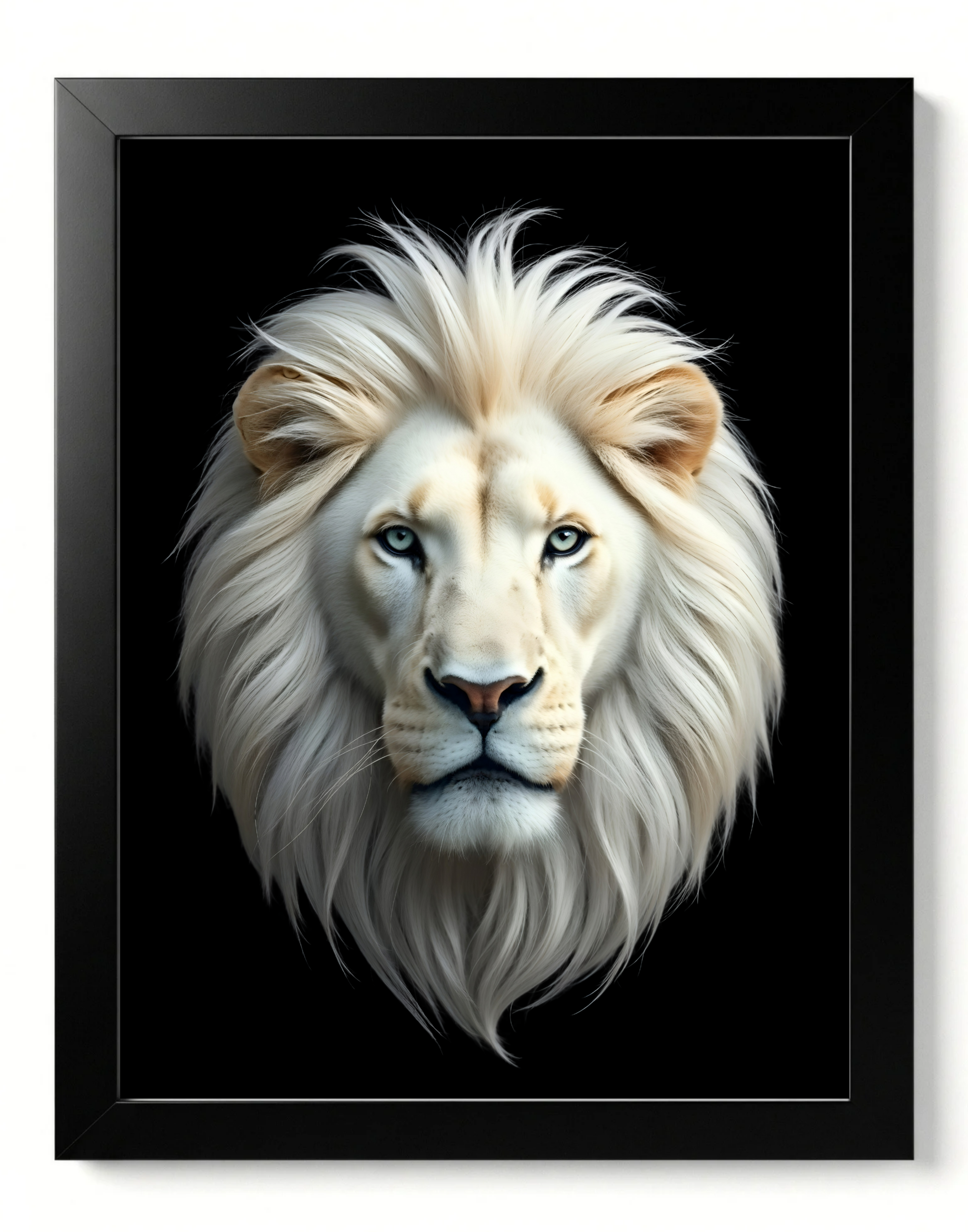 Majestic White Lion – 12 x 15 Inch Framed Fine Art Print | 4K UHD Print on 300 GSM Artboard | Matte Lamination Finish | Premium Wall Art