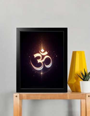 OM – 12 x 15 Inch Framed Fine Art Print | 4K UHD Print on 300 GSM Artboard | Matte Lamination Finish | Premium Wall Art