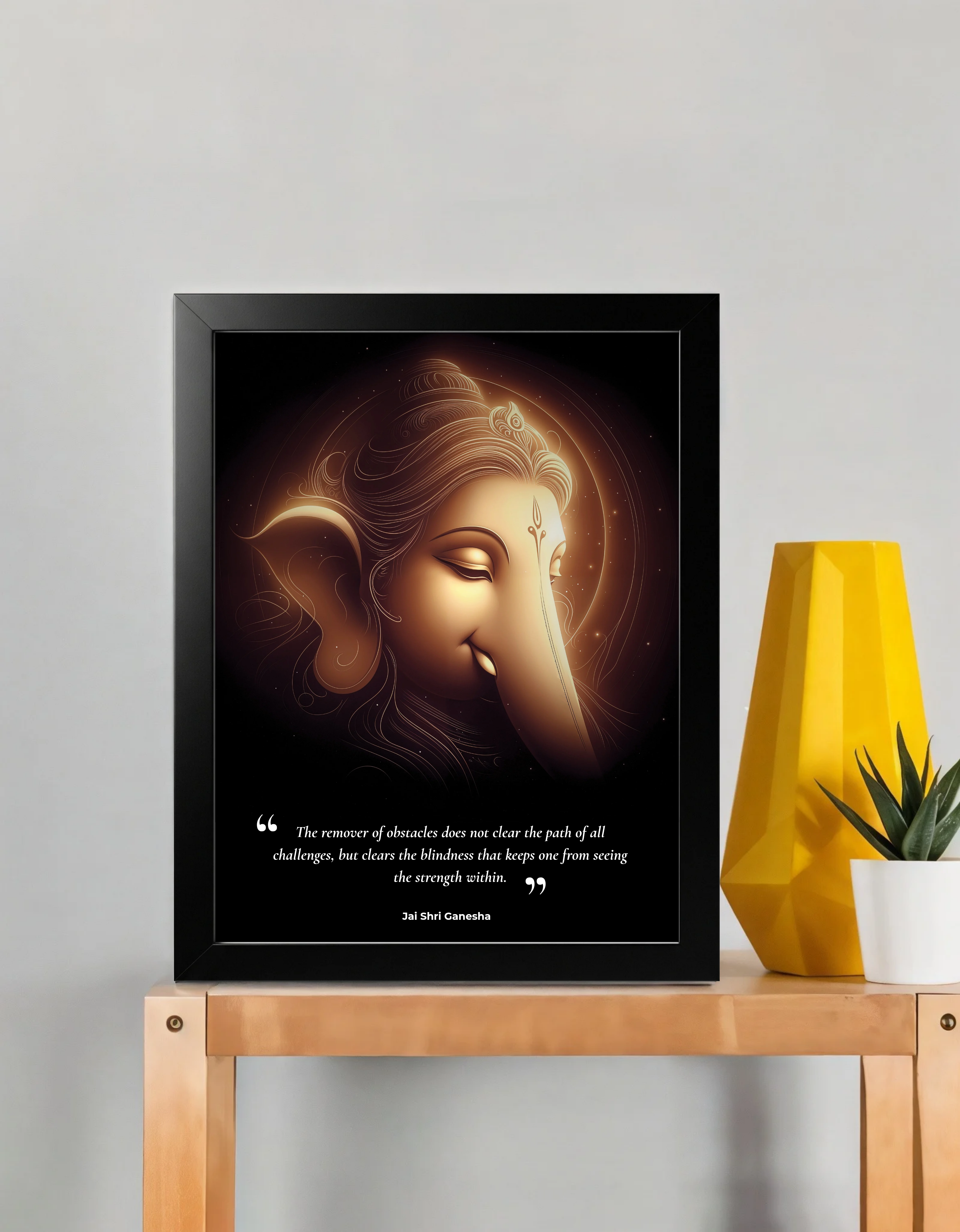 Shri Ganesha – 12 x 15 Inch Framed Fine Art Print | 4K UHD Print on 300 GSM Artboard | Matte Lamination Finish | Premium Wall Art
