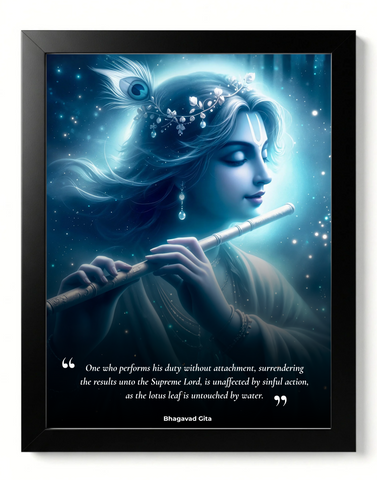 Shri Krishna – 12 x 15 Inch Framed Fine Art Print | 4K UHD Print on 300 GSM Artboard | Matte Lamination Finish | Premium Wall Art